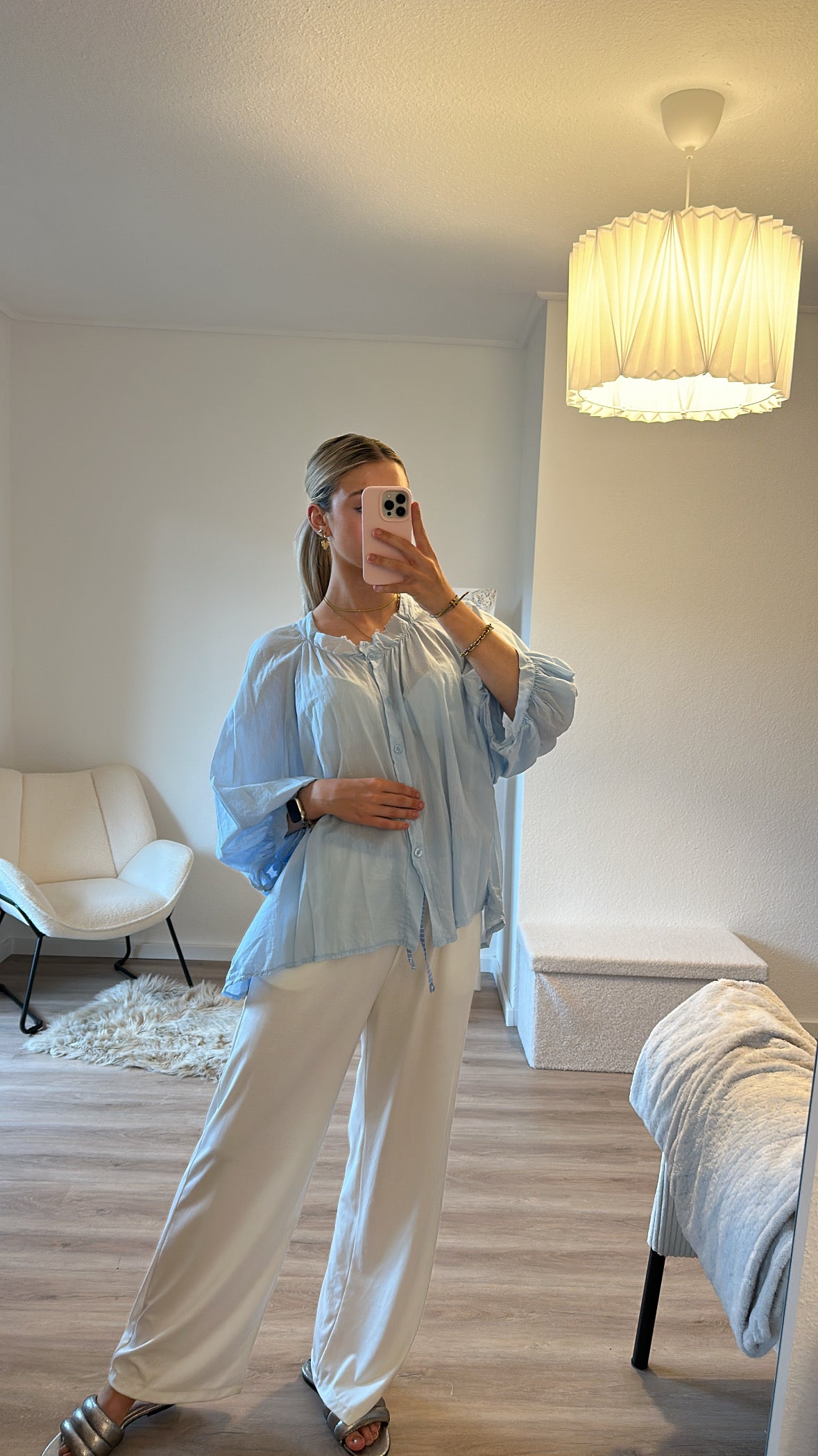 Bluse - hellblau & transparent