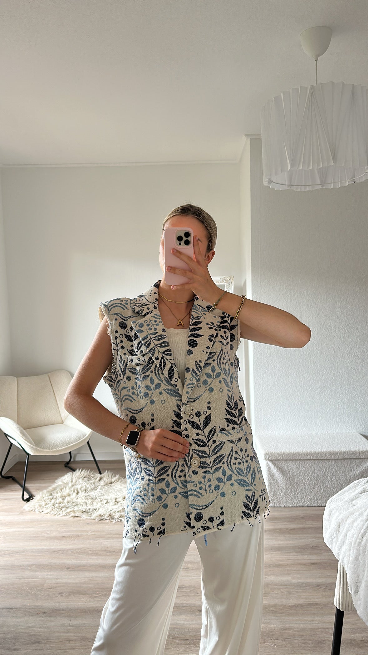 Kurzarm Blazer mit Blumenmuster