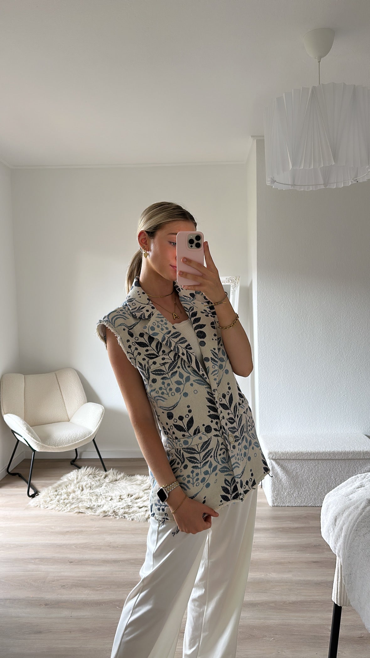 Kurzarm Blazer mit Blumenmuster