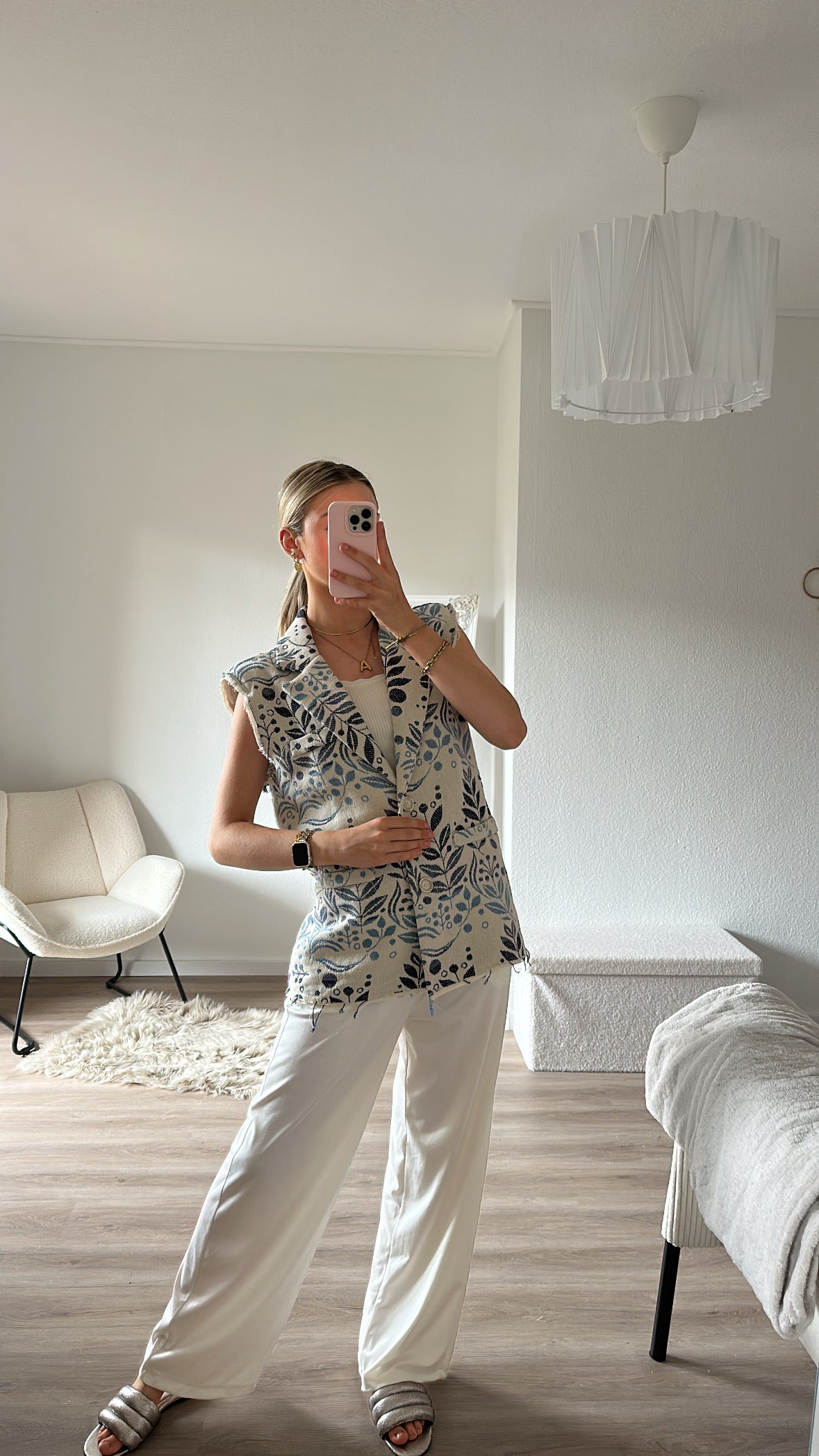 Kurzarm Blazer mit Blumenmuster