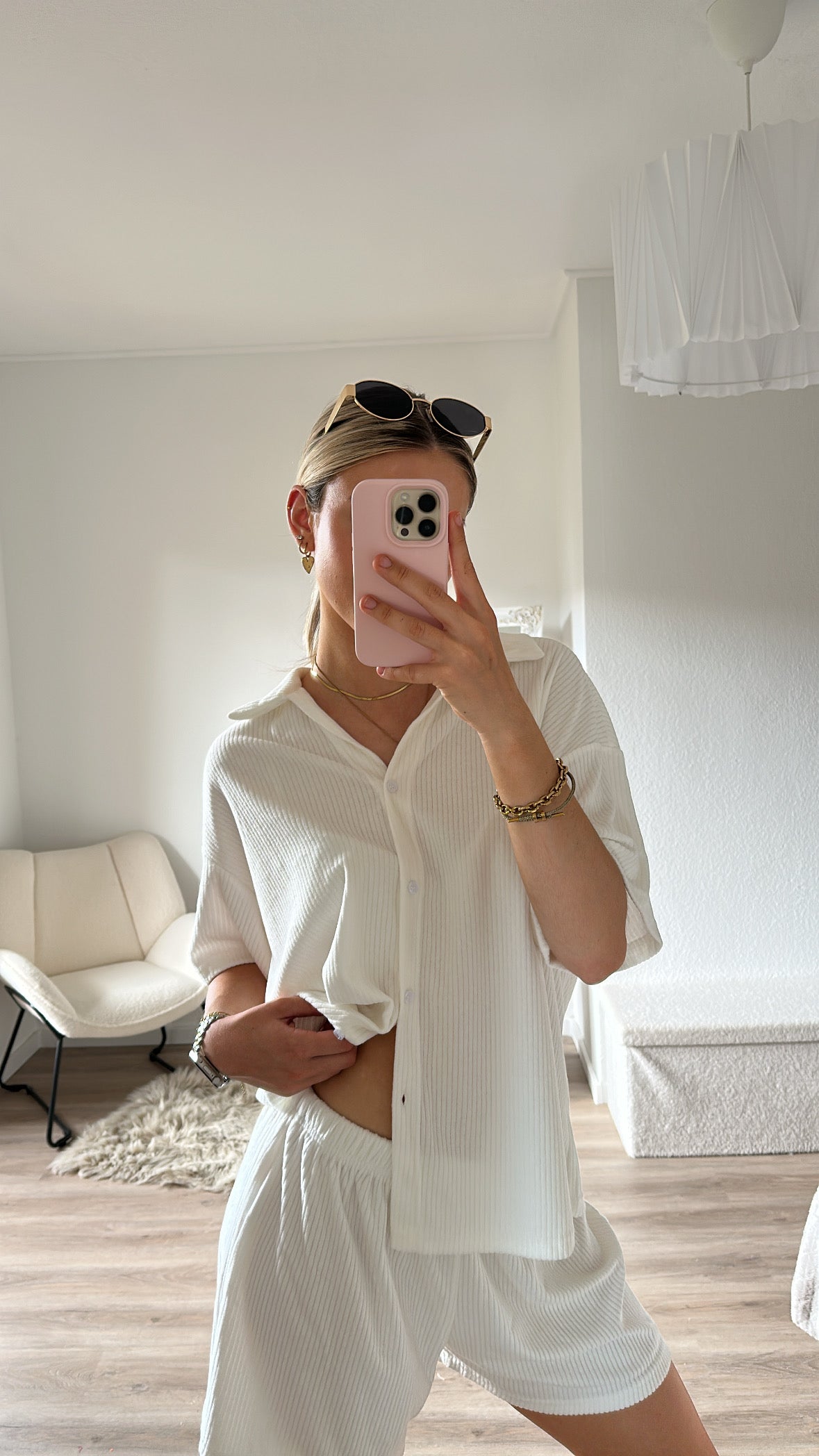 Zweiteiler Minky - Fleece gerippt - white