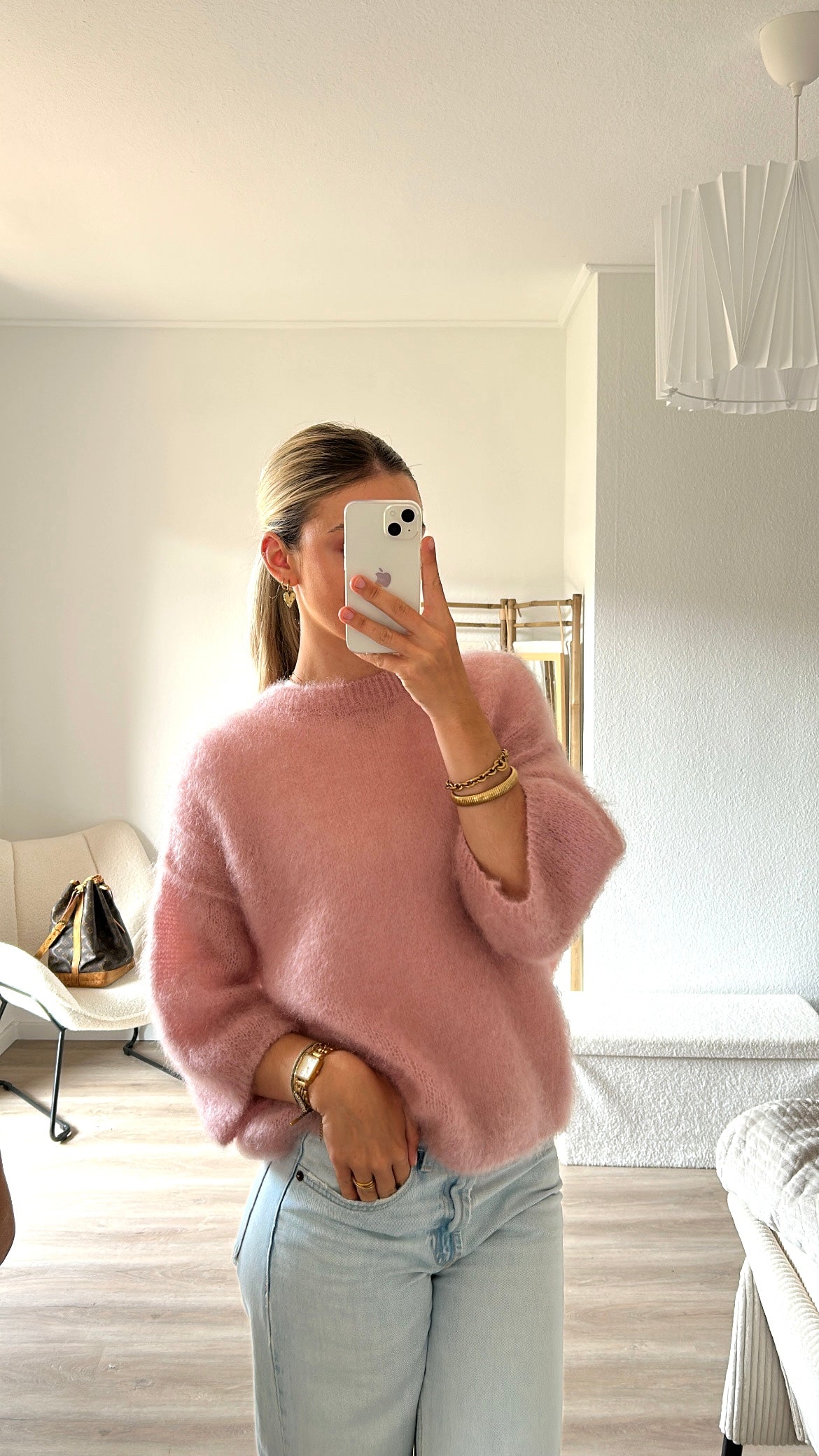 Mohair- Pullover mit 3/4 Arm