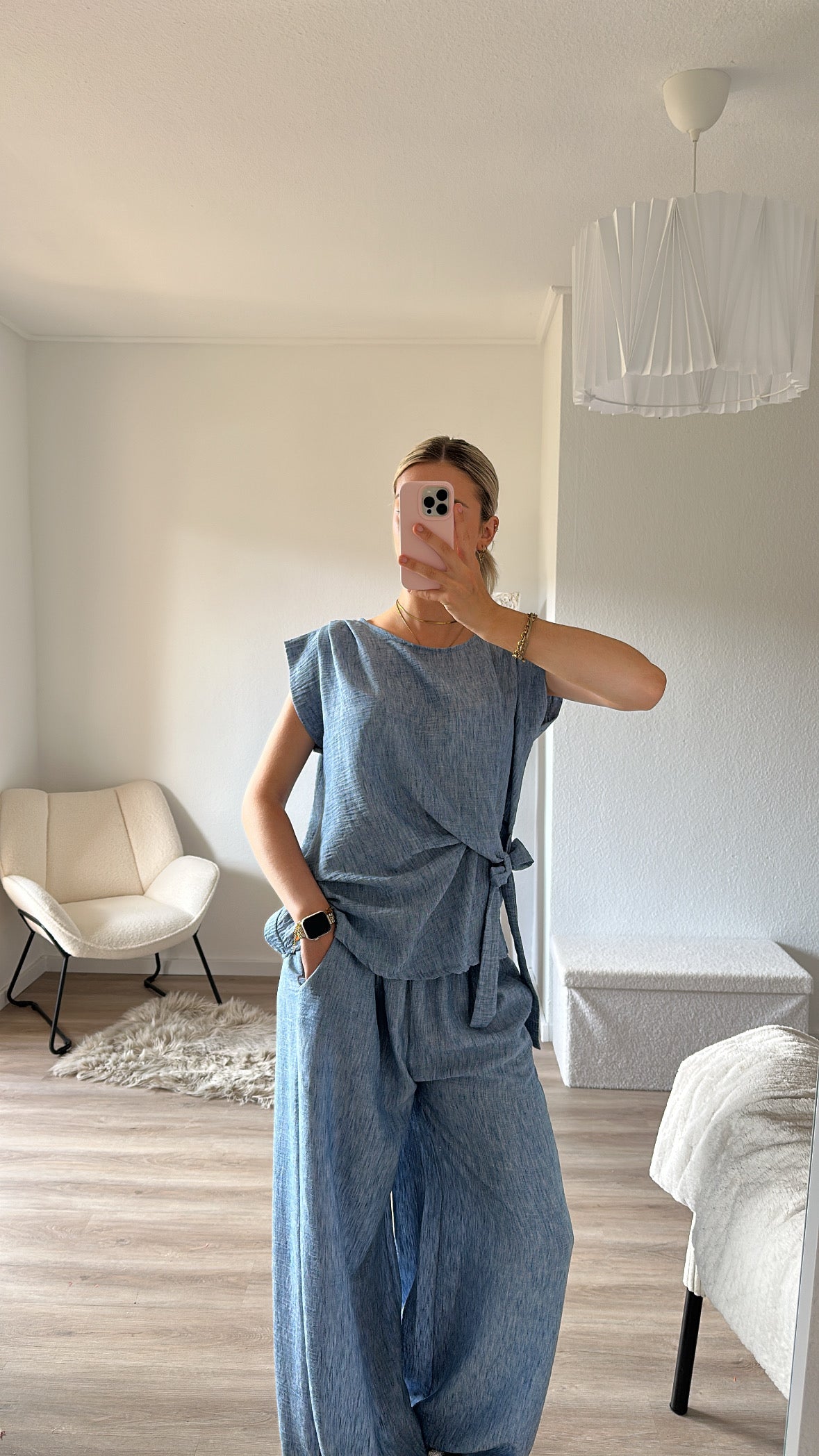 Zweiteiler Leinenoptik