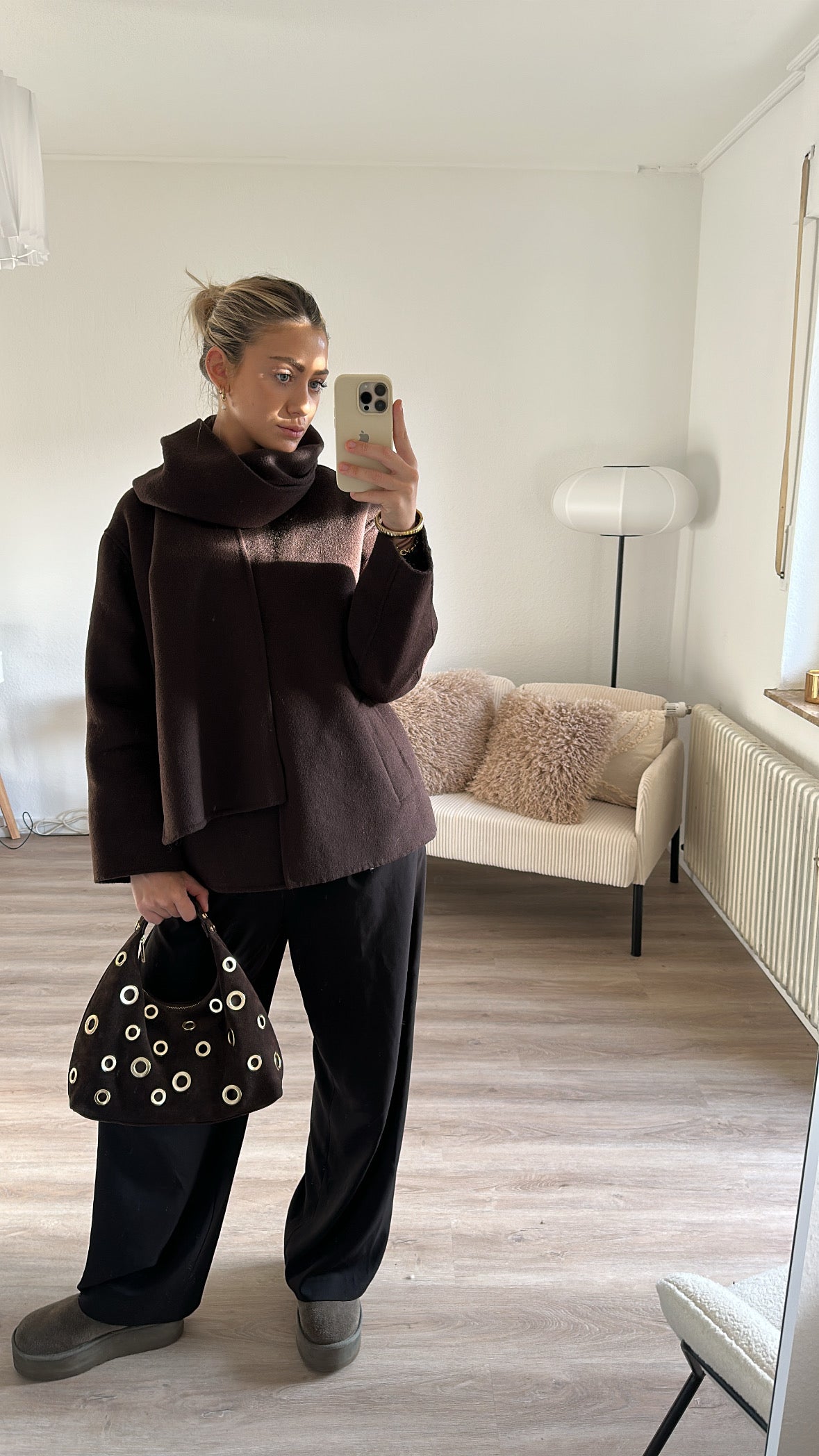 Wildleder Tasche mit Ösen