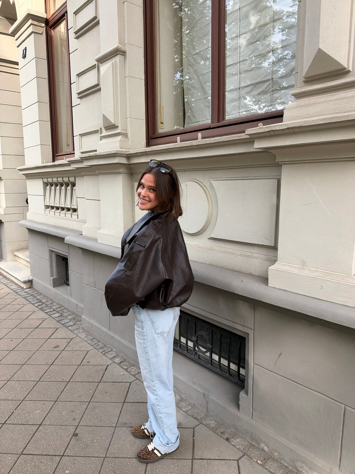 Kunstlederjacke mit Turtleneck
