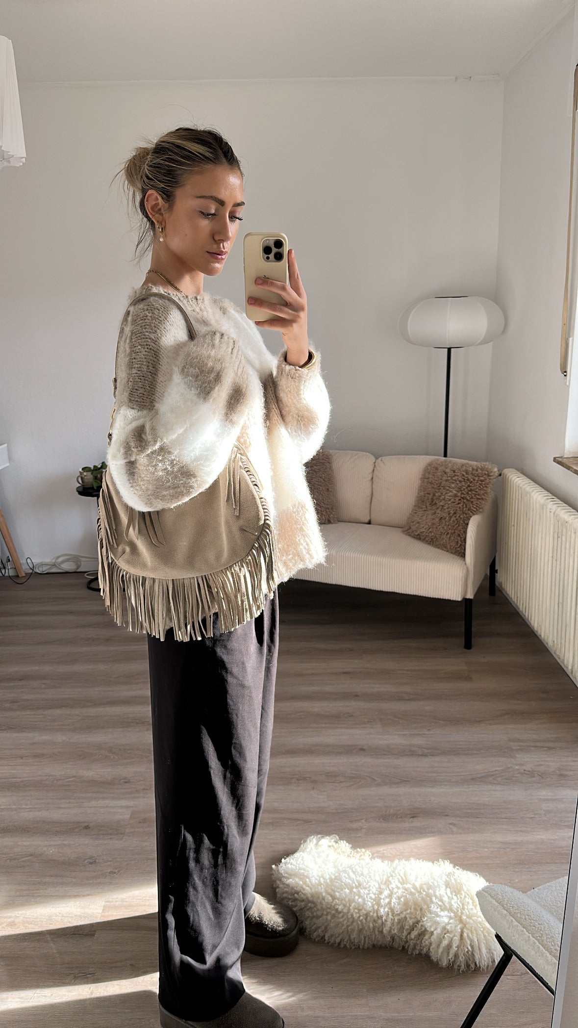 Wildleder Fransentasche