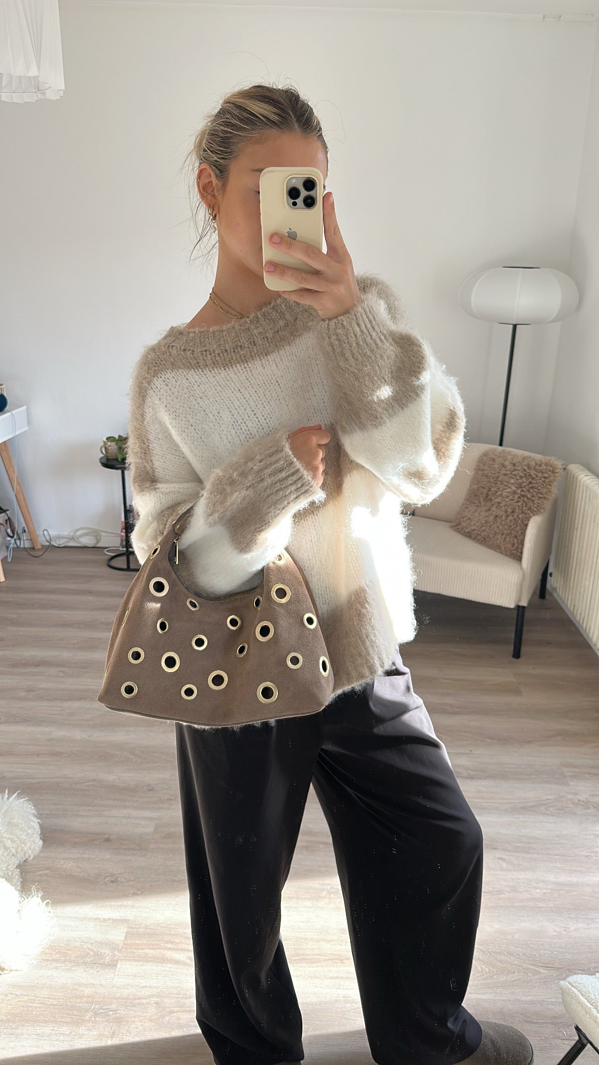 Wildleder Tasche mit Ösen