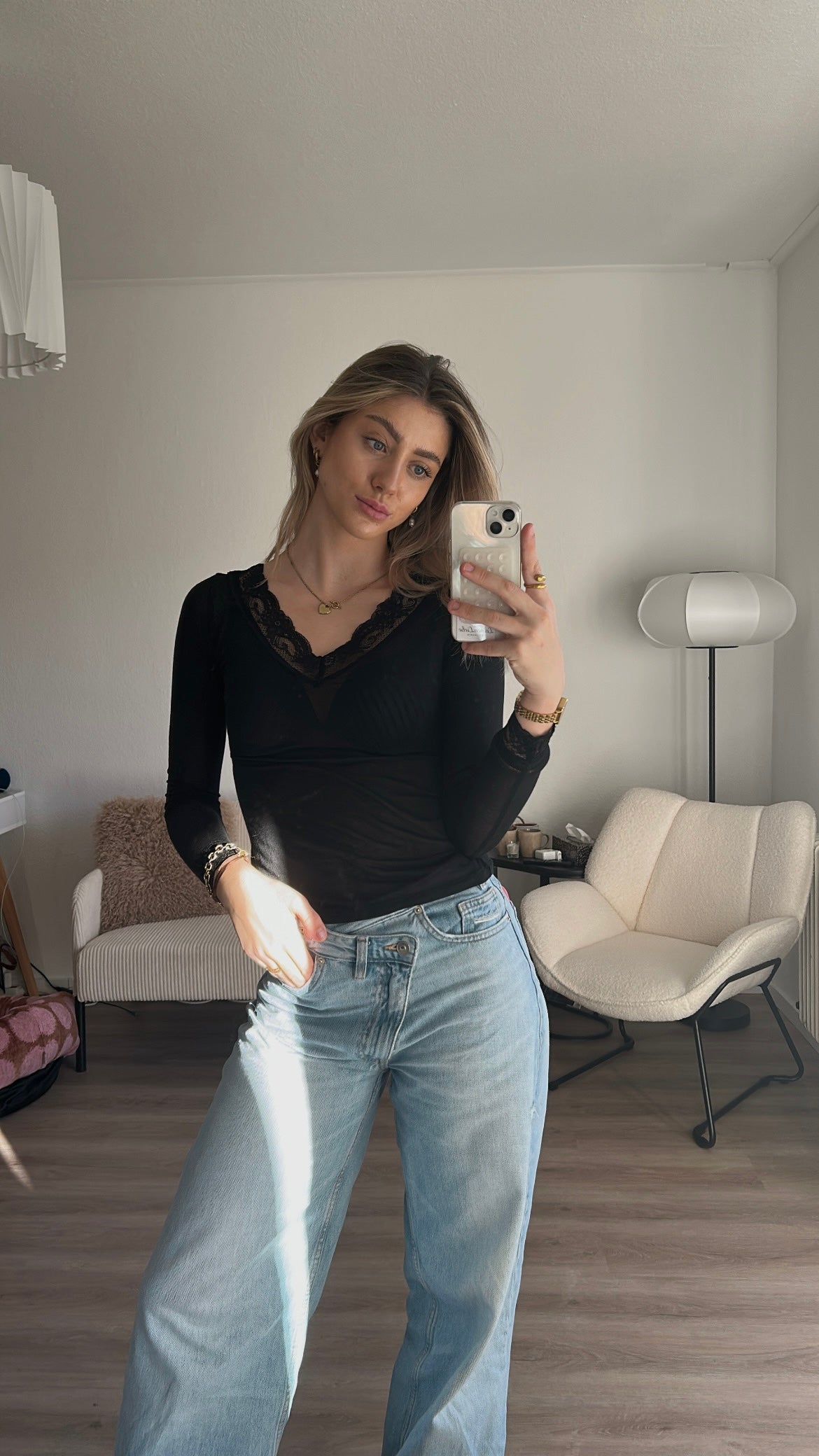 Langarmshirt mit Spitze