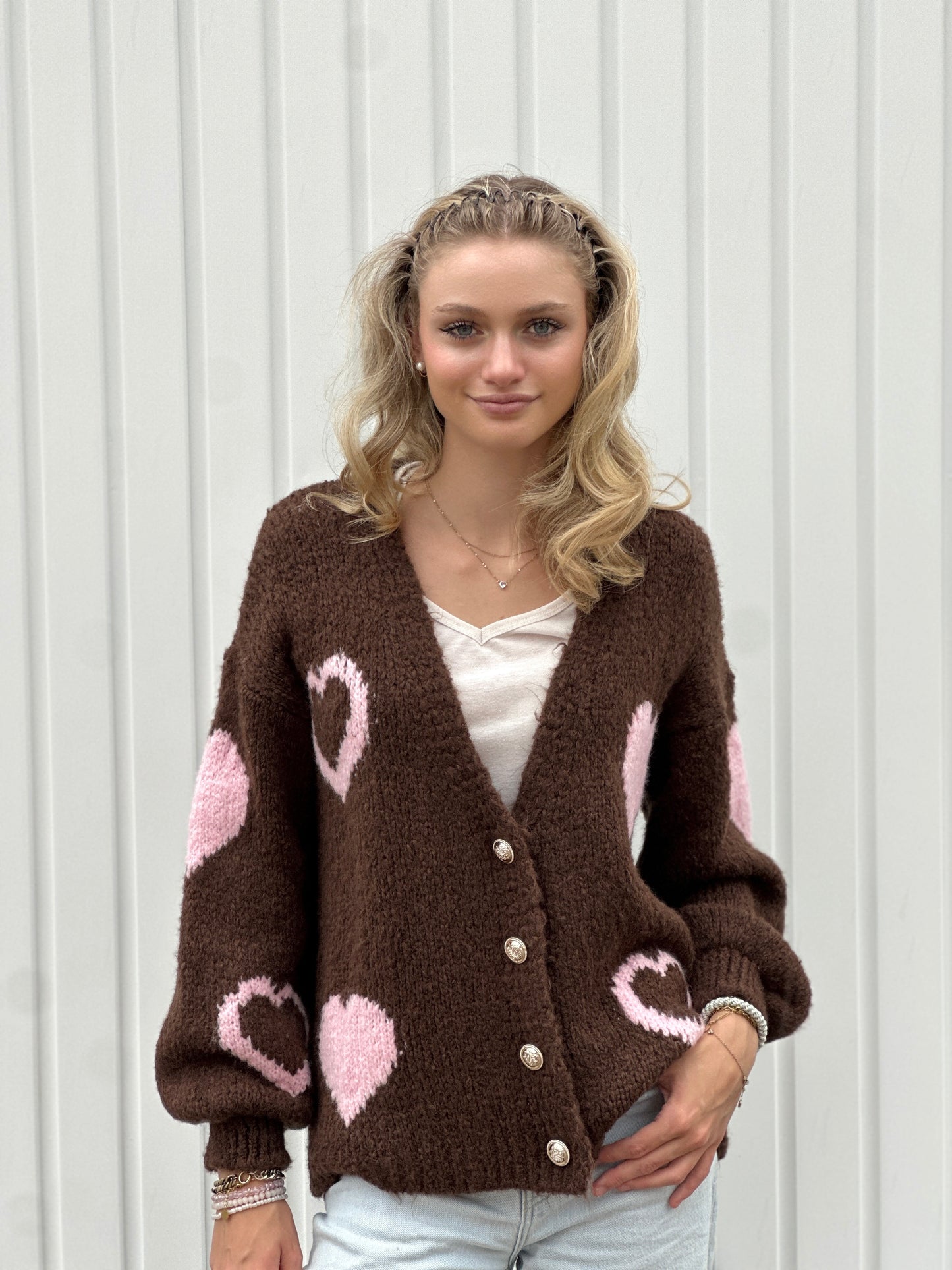Strickjacke mit Herzen