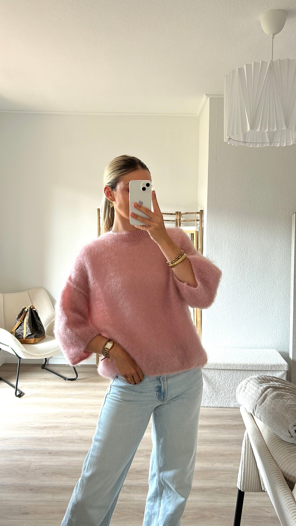 Mohair- Pullover mit 3/4 Arm