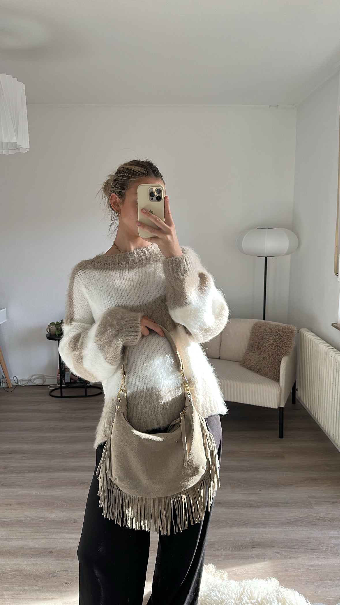 Wildleder Fransentasche