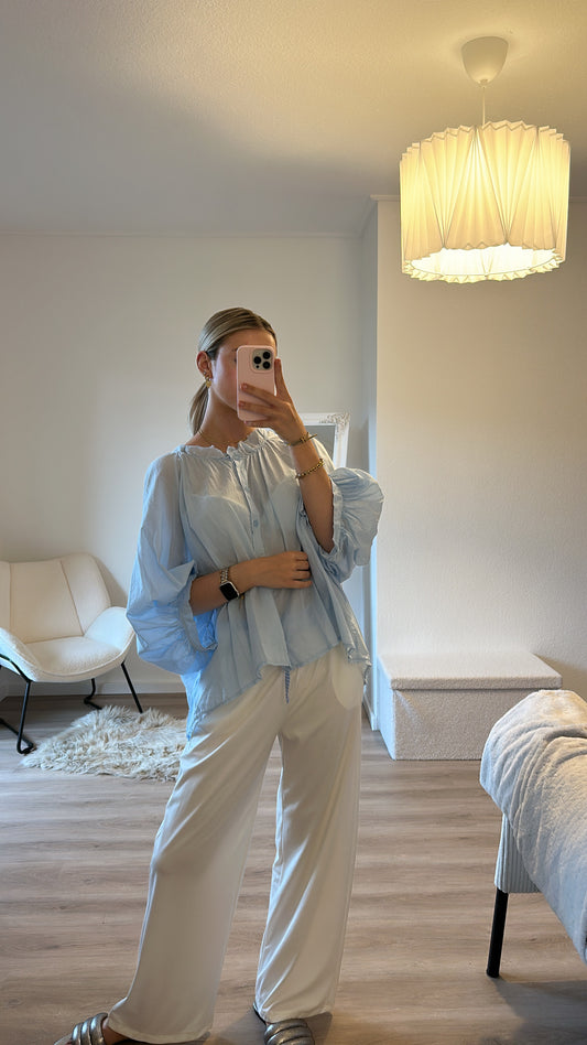 Bluse - hellblau & transparent