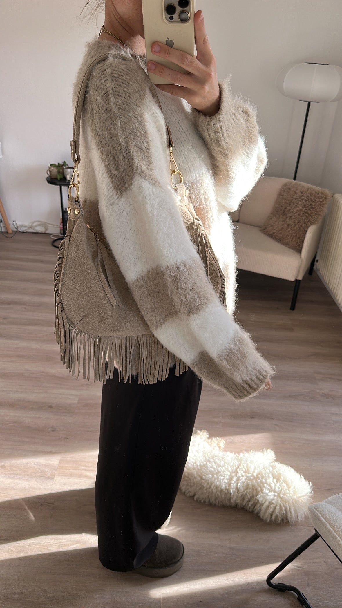 Wildleder Fransentasche