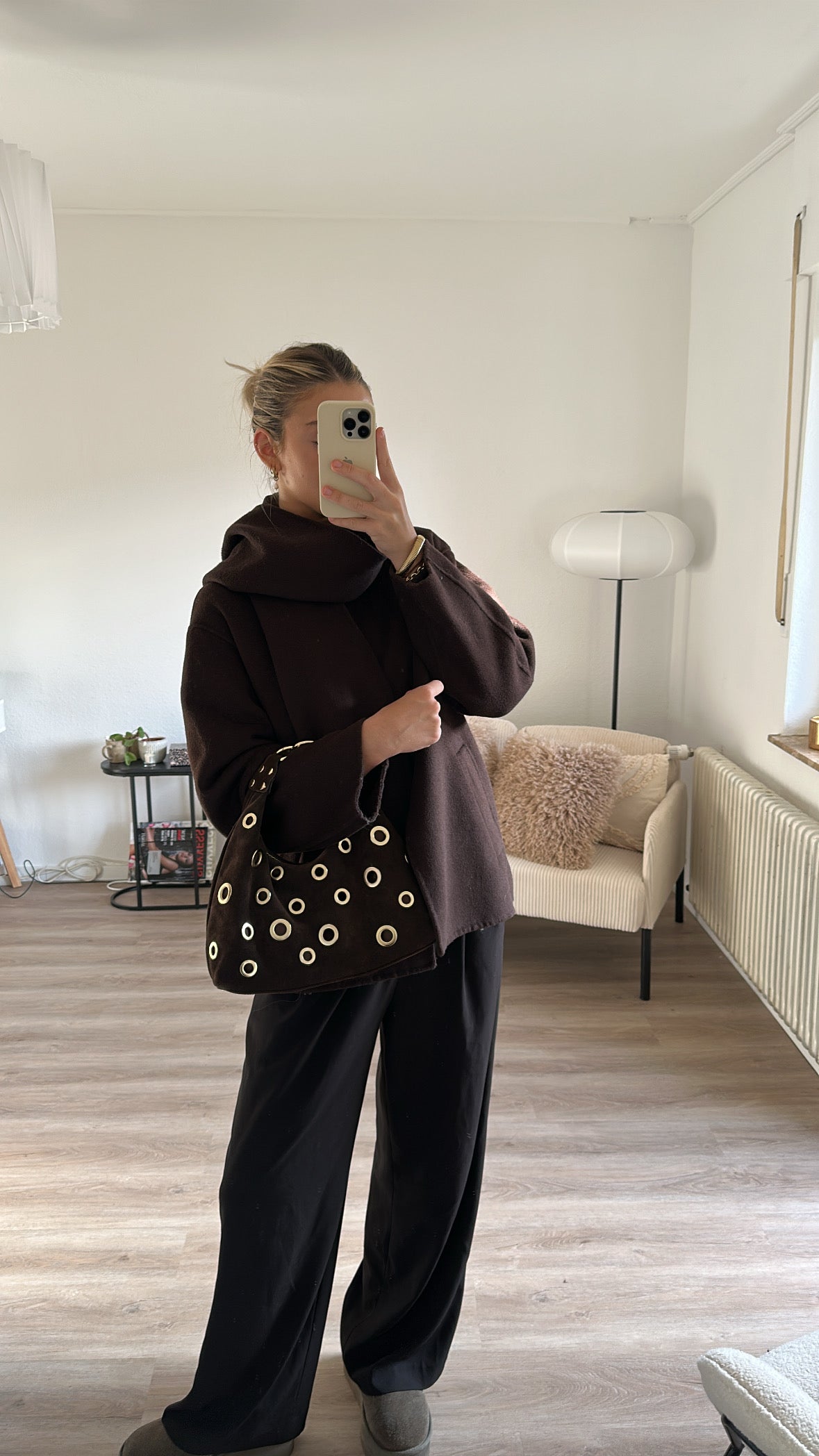 Wildleder Tasche mit Ösen