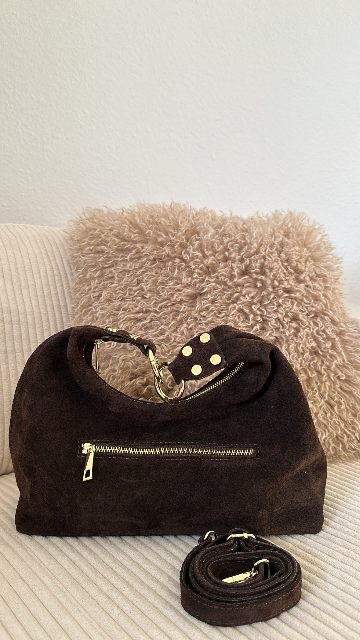 Wildleder Tasche mit Ösen