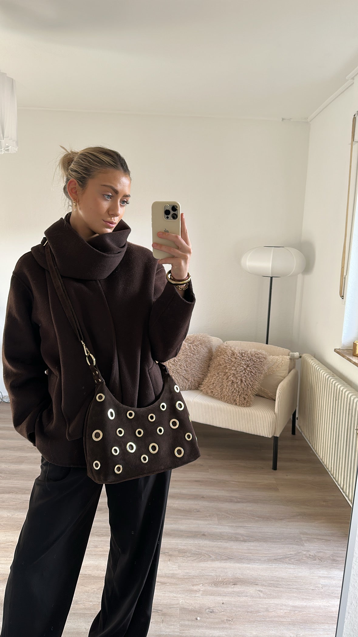 Wildleder Tasche mit Ösen