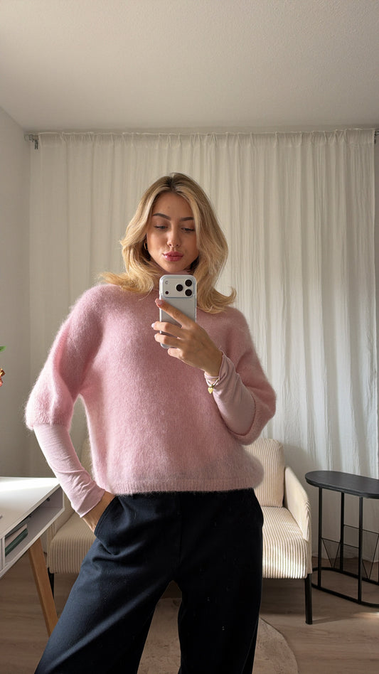 Kurzarmpullover- 80% Kid Mohair