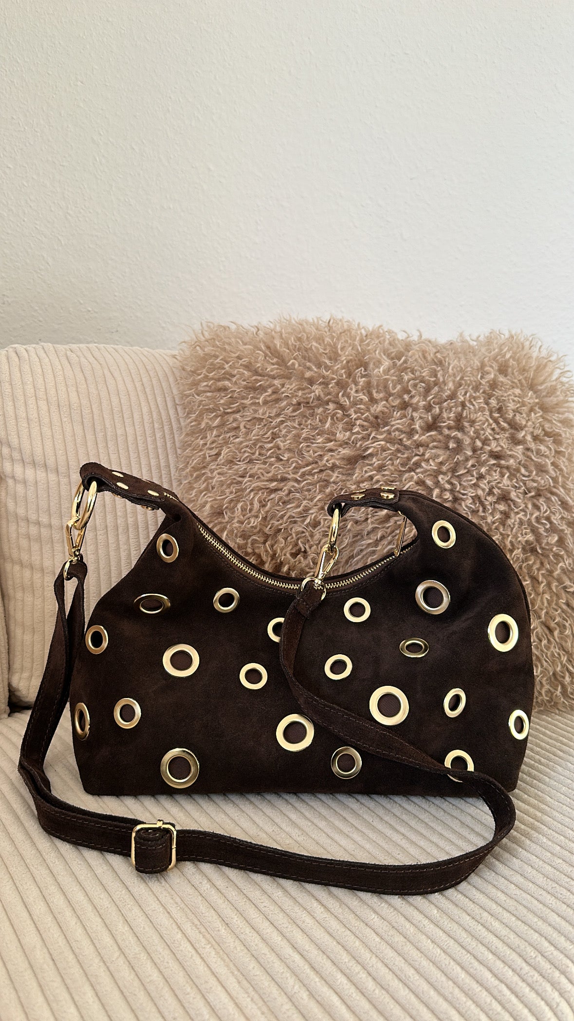 Wildleder Tasche mit Ösen