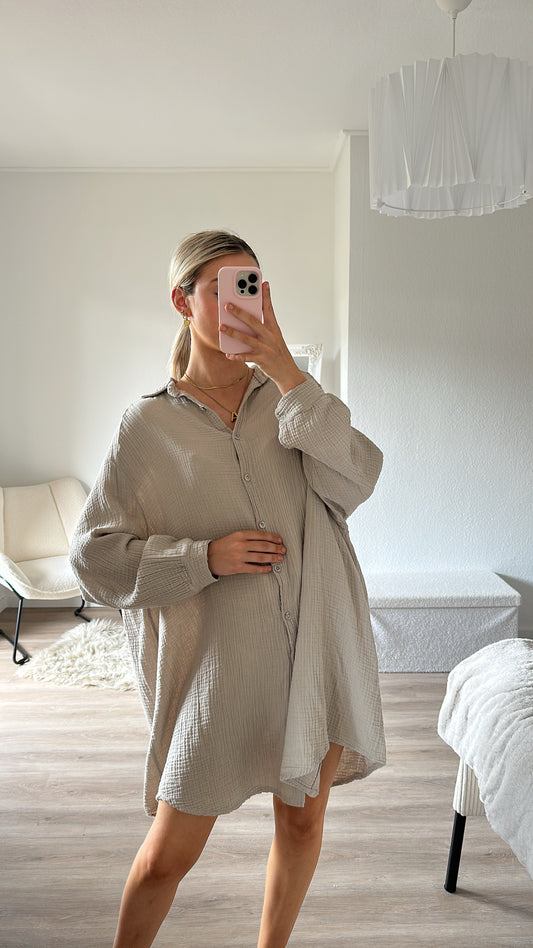 Hemdbluse Strand Musselin - taupe