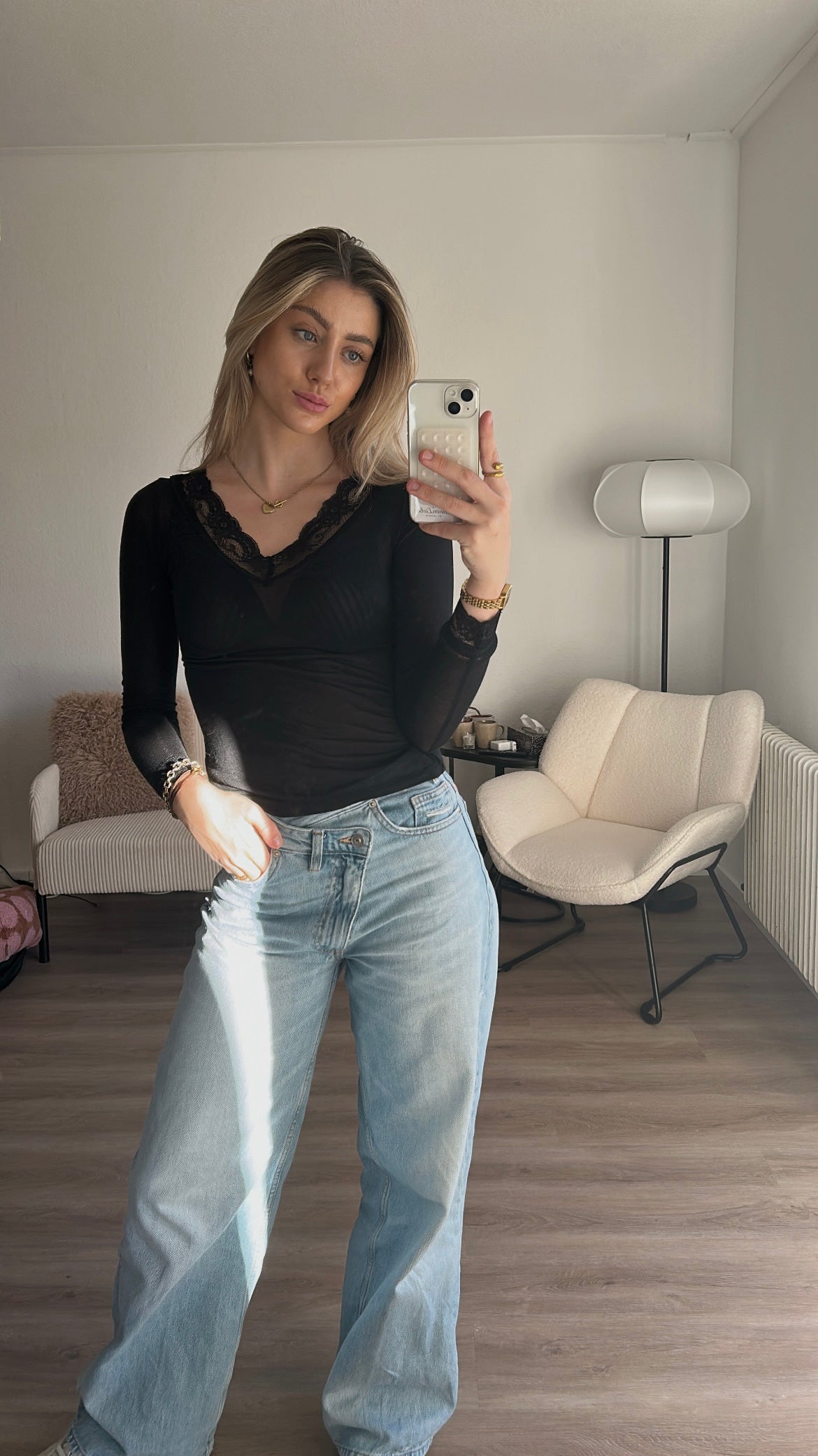 Langarmshirt mit Spitze