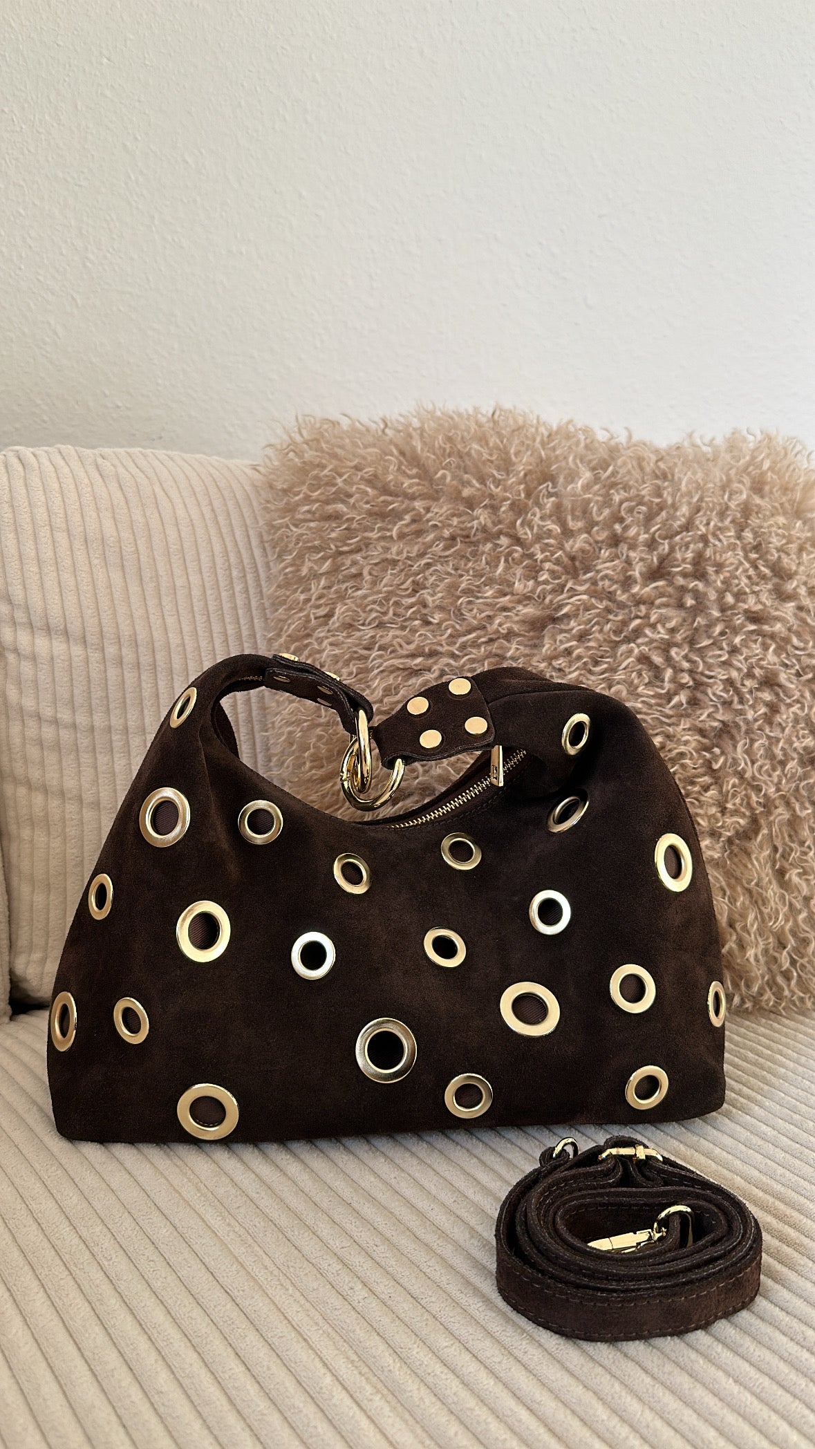 Wildleder Tasche mit Ösen