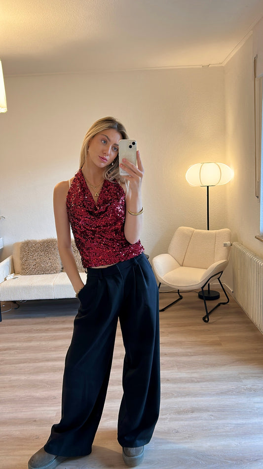 Neckholder-Top mit Pailletten