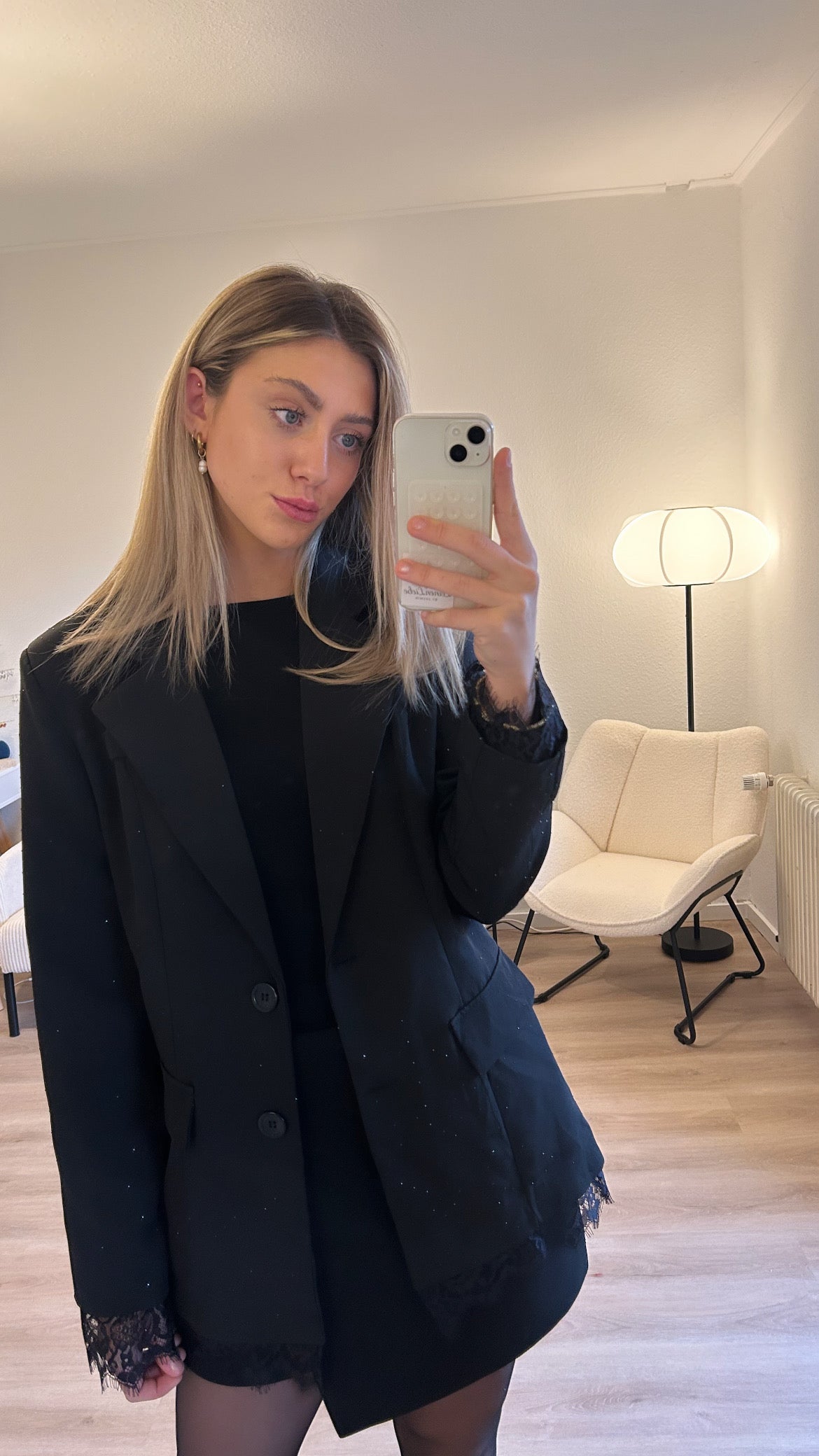 Blazer mit Spitze und Strass
