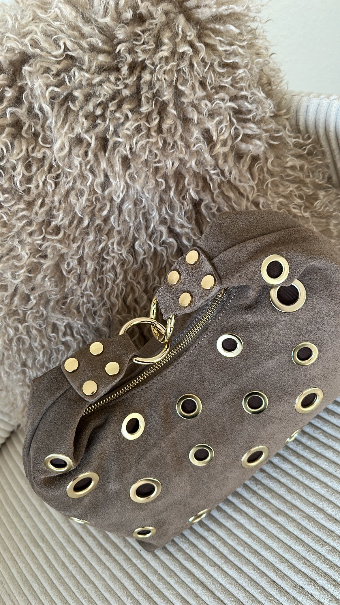 Wildleder Tasche mit Ösen