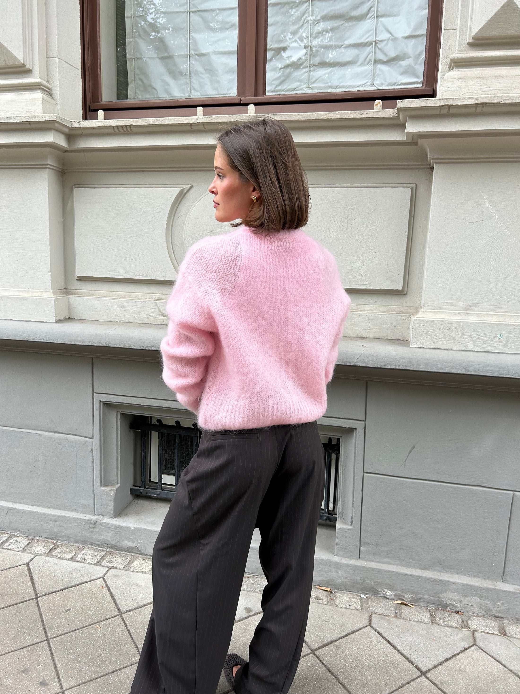 Strickjacke mit V-Ausschnitt-80% Mohair